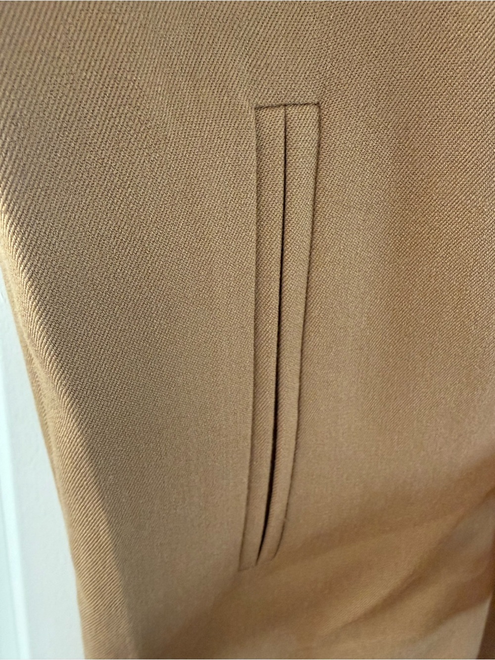 French Mauve Camel Long Sleeveless Duster Trench Vest Jacket Size S - Picture 4 of 7